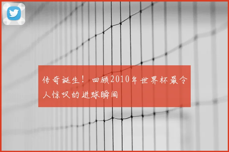 传奇诞生!回顾2010年世界杯最令人惊叹的进球瞬间